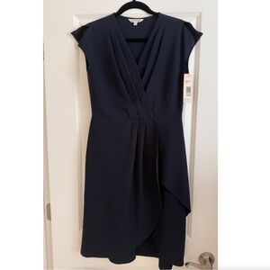 Nanette navy wrap work dress